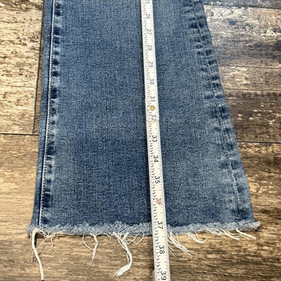 AG Jeans Womens Size 32 Farrah Mid Rise Crop Bootcut Blue Denim Frayed Hem NEW - Picture 14 of 16